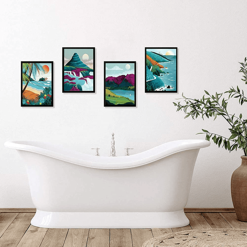 4 Set National Parks Art Prints,National Park Poster Art ,Hawaii Print, Nature Lake District Wall Art,Bathroom Poster Set,Olympic National Park Art for Home and Living Room Wall Art ,Unframed( 8Inchx10Inch) Home & Garden > Decor > Artwork > Posters, Prints, & Visual Artwork SEOLLX   