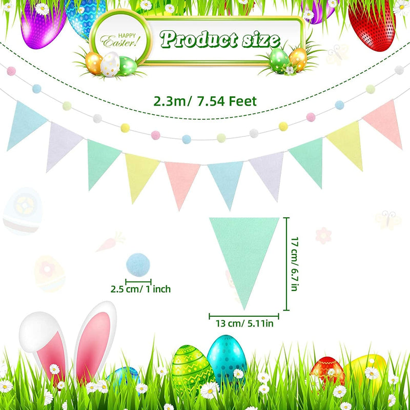 4 Sets Easter Bunny Banner, Rabbit and Easter Eggs Bunting Banner, 10 Non-Woven Pennant Flags, Easter Felt Ball Garlands, Easter Pom Pom Garland Hanging Decoration for Indoor Outdoor Garden Home & Garden > Decor > Seasonal & Holiday Decorations Boao   