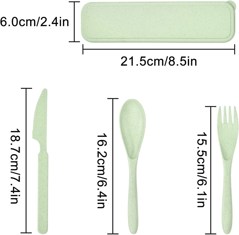 4 Sets Wheat Straw Spoon Knife Fork Tableware Set, Unbreakable Eco Friendly Reusable Cutlery Utensils with Storage Case for Kids Adult Travel Picnic Camping or Daily Use Home & Garden > Kitchen & Dining > Tableware > Flatware > Flatware Sets thovorrnl   