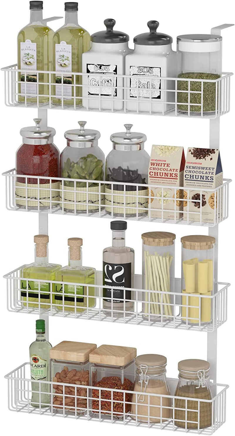 4 Tier Magnetic Spice Rack | Strongly Magnetic Spice Shelf with Utility Hooks | Refrigerator Spice Storage | Kitchen Storage Rack for Placing Seasoning Bottles, Plastic Wraps or Garbage Bags (Black) Home & Garden > Decor > Decorative Jars MILIJIA 4-Tier, White with Hanger  