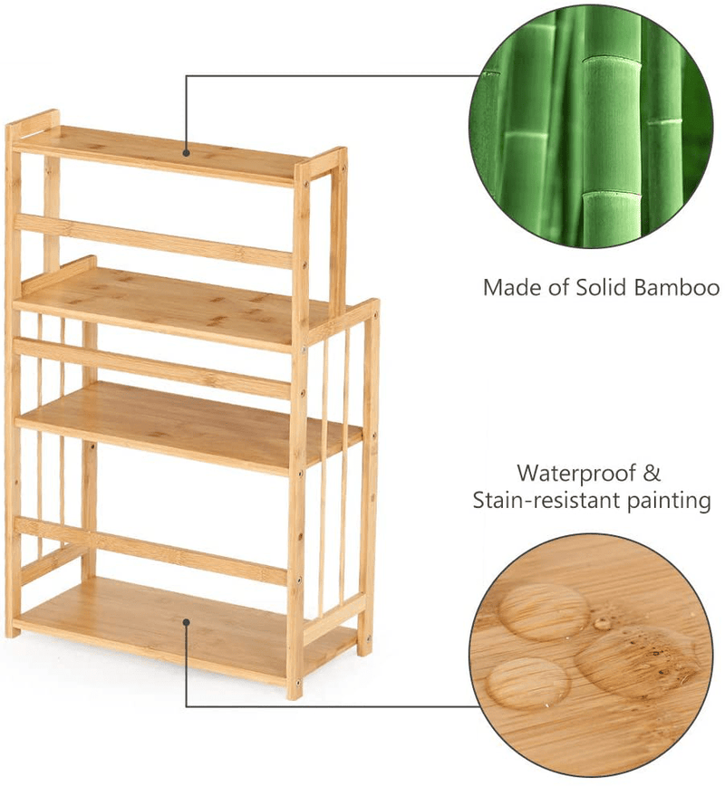 4-Tier Standing Spice Rack LITTLE TREE Kitchen Bathroom Countertop Storage Organizer, Bamboo Spice Bottle Jars Rack Holder with Adjustable Shelf, Natural Bamboo Color