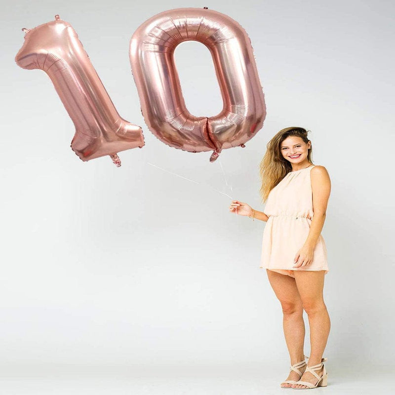 40 Inch Rose Gold 10 Number Jumbo Foil Mylar Helium Balloons-Party Decoration Supplies Balloons-Great for 10Th Birthday Any Anniversary Parties Events (Rose Gold 10) Arts & Entertainment > Party & Celebration > Party Supplies Home Décor   