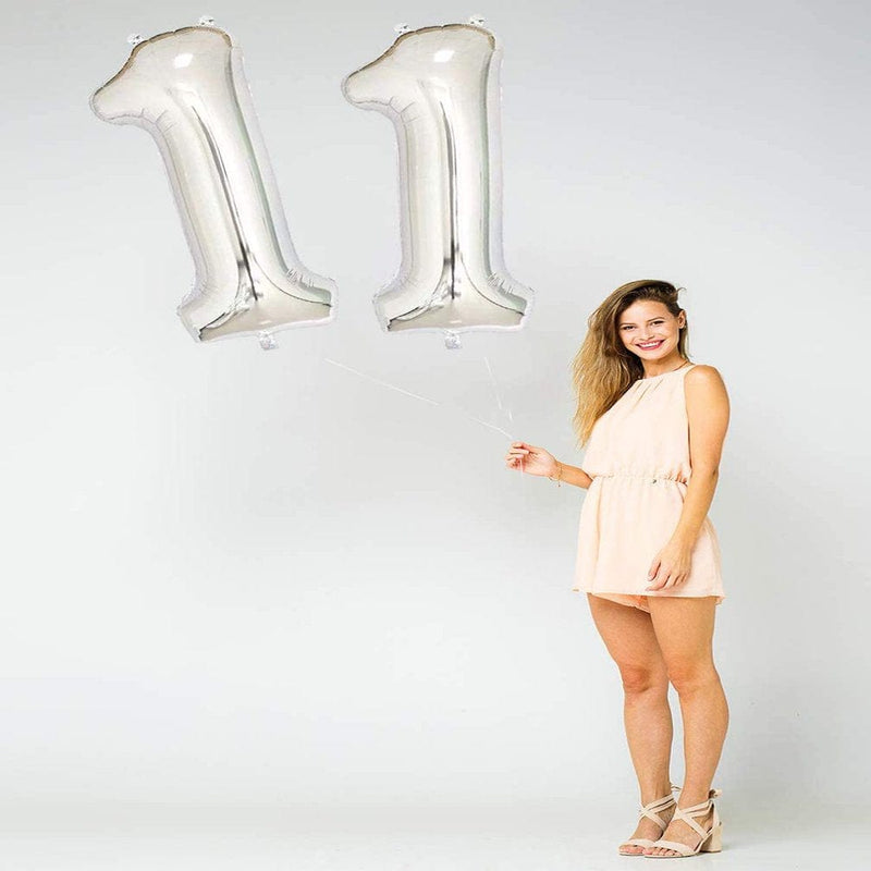 40 Inch Silver 11 Number Jumbo Foil Mylar Helium Balloons-Party Decoration Supplies Balloons-Great for 11Th Birthday Any Anniversary Parties Events (Silver 11) Arts & Entertainment > Party & Celebration > Party Supplies Home Décor   