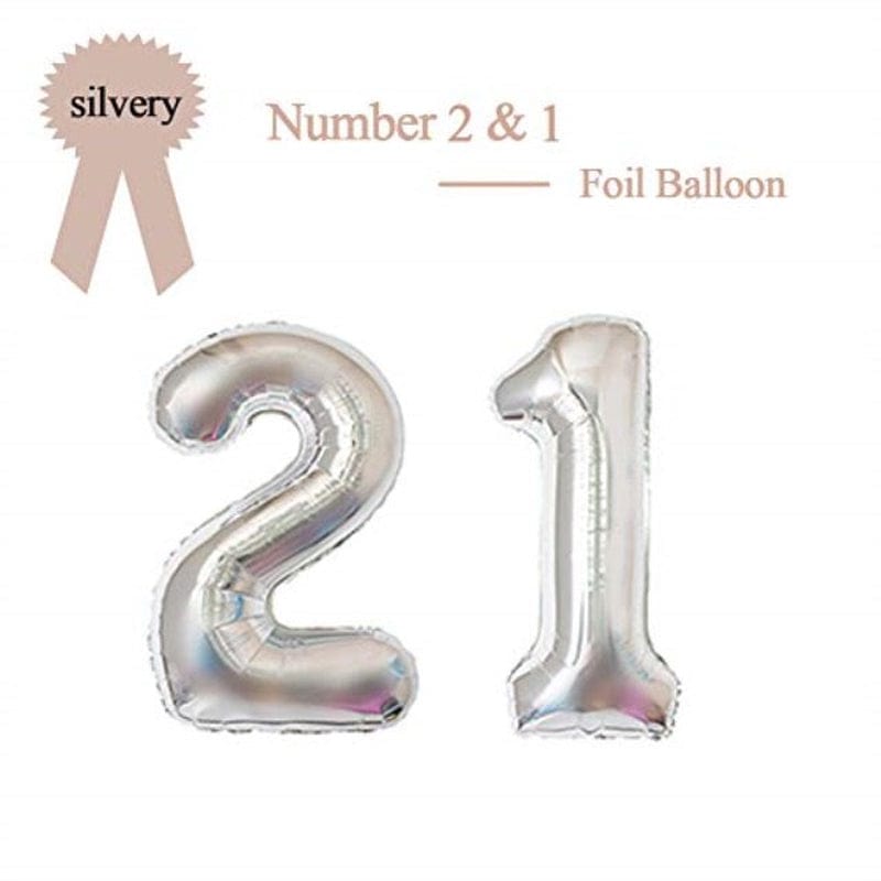 40 Inch Silver 21 Number Foil Balloon 21Th Birthday Party Supplies Anniversary Events Graduation Decorations Arts & Entertainment > Party & Celebration > Party Supplies Colorful Elves   