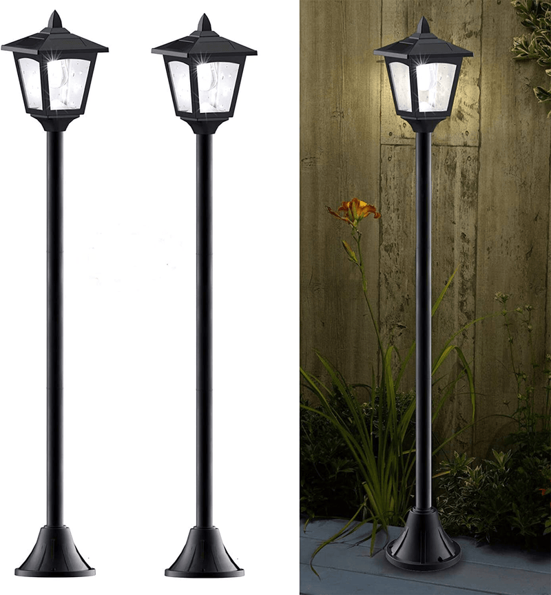 40 Inches Mini Solar Lamp Post Lights Outdoor, Solar Powered Vintage Street Lights for Lawn, Pathway, Driveway, Front/ Back Door, Pack of 2 Home & Garden > Lighting > Lamps Greluna Default Title  