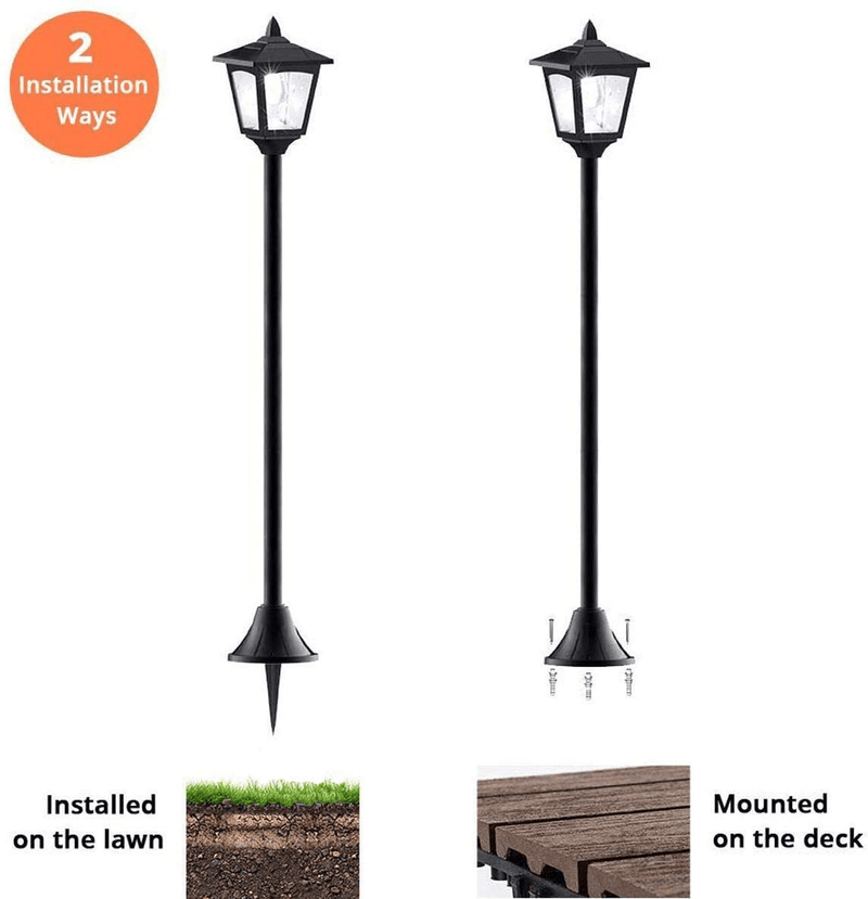 40 Inches Mini Solar Lamp Post Lights Outdoor, Solar Powered Vintage Street Lights for Lawn, Pathway, Driveway, Front/ Back Door, Pack of 2