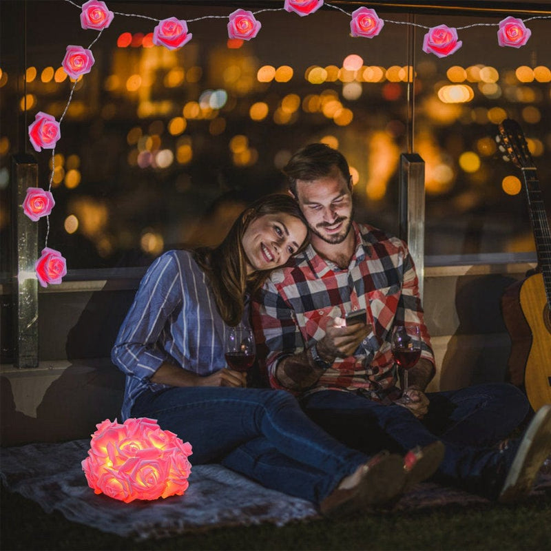 40 Leds Rose Flower String Lights 10Ft/3M Battery Operated Decorative Lights for Anniversary Valentine'S Wedding Bedroom Home & Garden > Decor > Seasonal & Holiday Decorations iMounTEK   
