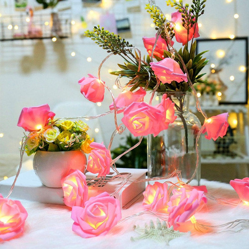 40 Leds Rose Flower String Lights 10Ft/3M Battery Operated Decorative Lights for Anniversary Valentine'S Wedding Bedroom Home & Garden > Decor > Seasonal & Holiday Decorations iMounTEK   