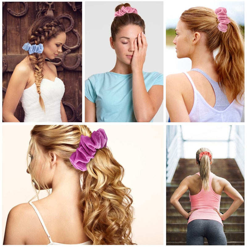 40 Pcs Hair Scrunchies Velvet Elastic Hair Bands Scrunchy Hair Ties Ropes Scrunchie for Women or Girls Hair Accessories - 40 Assorted Colors