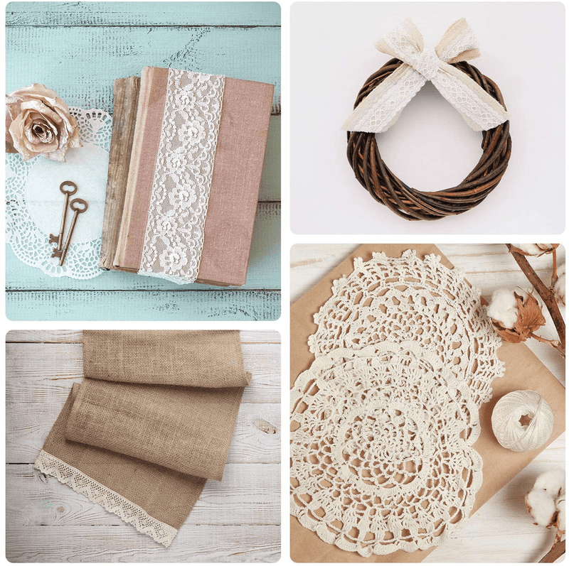 40 Yards Lace Trim Vintage Lace Ribbon Crochet Lace Scalloped Edge for Bridal Wedding Decoration Christmas Package DIY Sewing Craft Supply, 5 Yards Each, 8 Styles (Beige) Arts & Entertainment > Hobbies & Creative Arts > Arts & Crafts Tatuo   