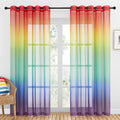 NICETOWN Colorful Curtains, Rainbow Ombre Sheer Curtains for Bedroom Girls Room Decor Ombre Pattern Window Short Sheer Curtains for Girly Nursery Kids Daughter Room (55 X 63 Inch Length, Set of 2) Home & Garden > Decor > Window Treatments > Curtains & Drapes NICETOWN Rainbow W65 x L84 