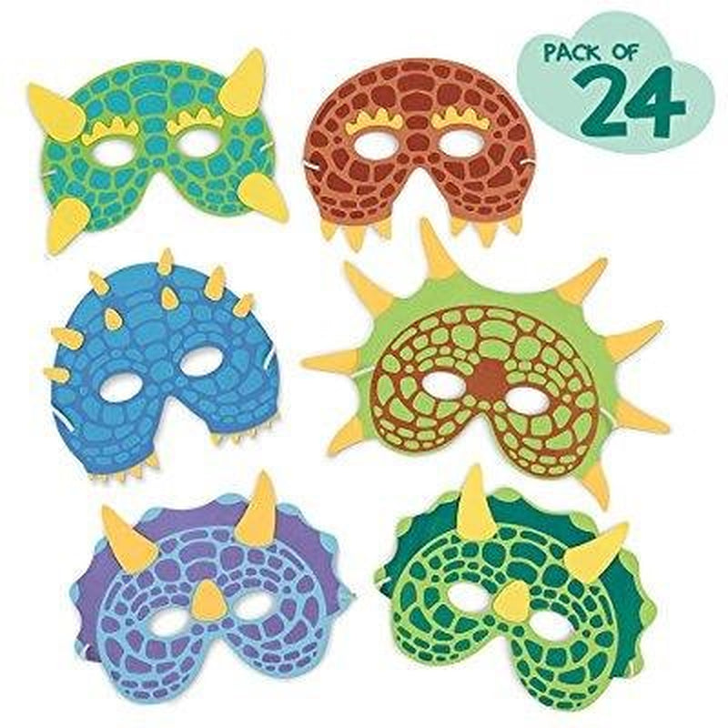 Dinosaur Birthday Party Supplies 24 Dinosaur Party Masks - Masquerade and Halloween Dinosaur Face Mask - Foam Dinosaur Mask For Apparel & Accessories > Costumes & Accessories > Masks Edgewood Toys   