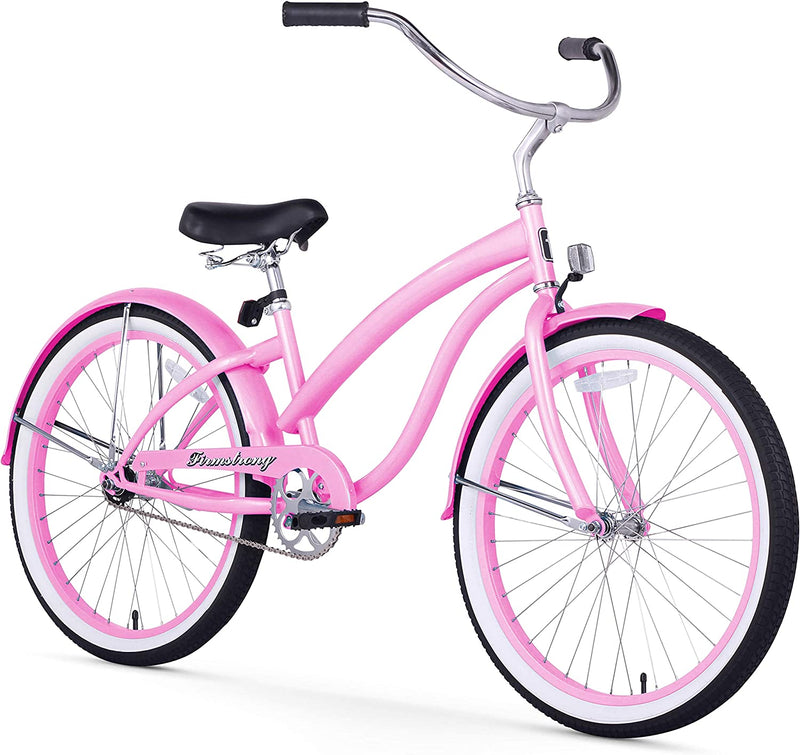 Firmstrong Bella Classic Single Speed Beach Cruiser Bicycle Sporting Goods > Outdoor Recreation > Cycling > Bicycles Firmstrong Pink 26" / 1-Speed 