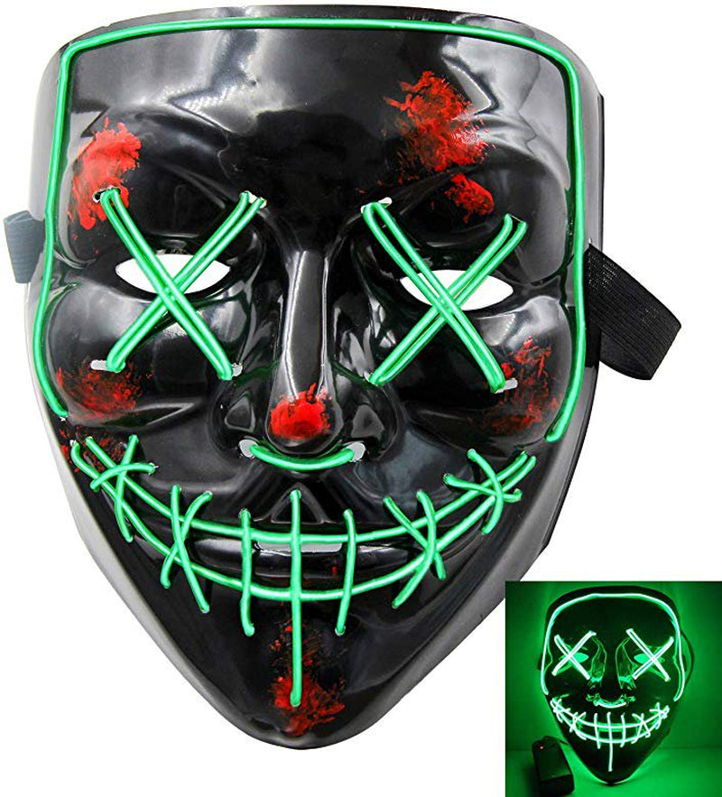 Tagital Halloween Mask LED Light up Funny Masks the Purge Movie Scary Festival Costume Apparel & Accessories > Costumes & Accessories > Masks Tagital Green  