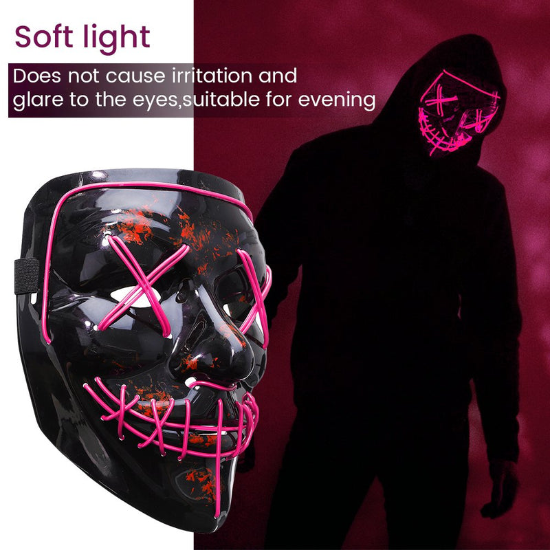 Halloween Led Light up Masks Scary Masks, Trick or Treat Festival Role Cosplay for Parties Masquerades, Red Blue and Green