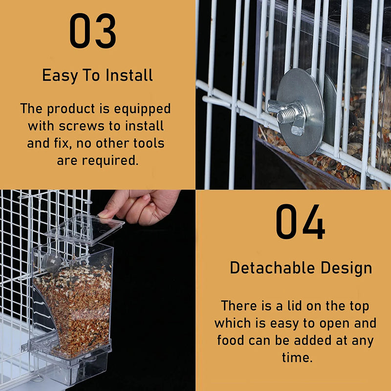 Parrot Automatic Feeder No Mess Bird Feeder Food Container Feeding Station Foraging Cage Accessories Acrylic Suitable for Parrot Cockatoo Canary Love Bird (Blue) Animals & Pet Supplies > Pet Supplies > Bird Supplies > Bird Cage Accessories > Bird Cage Food & Water Dishes Hamiledyi   