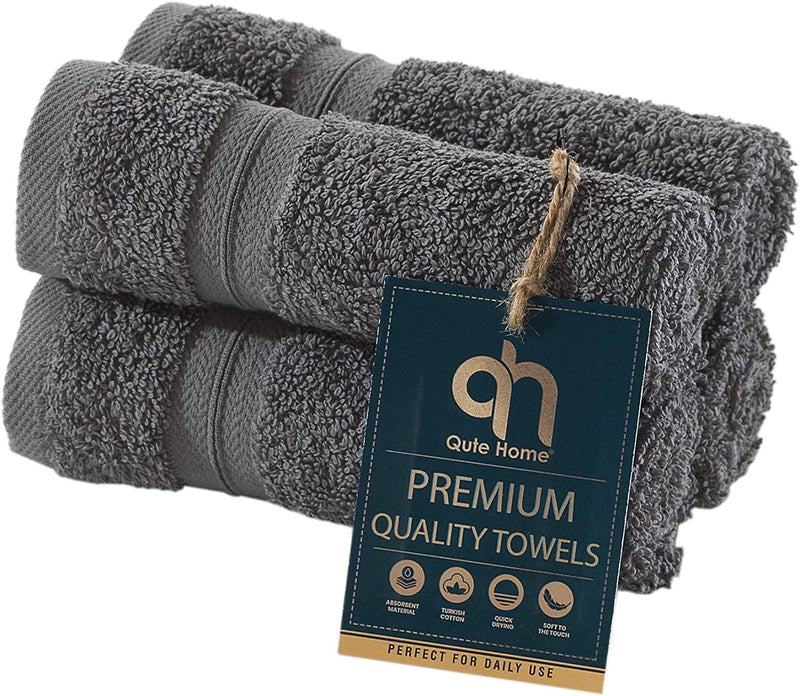 Qute Home 4-Piece Washcloths, Bosporus Collection 100% Turkish Cotton Premium Quality Towels for Bathroom, Quick Dry Soft and Absorbent Turkish Towel, Set Includes 4 Wash Cloths (Coral Red) Home & Garden > Linens & Bedding > Towels Qute Home Grey 13"x13" Washcloths 