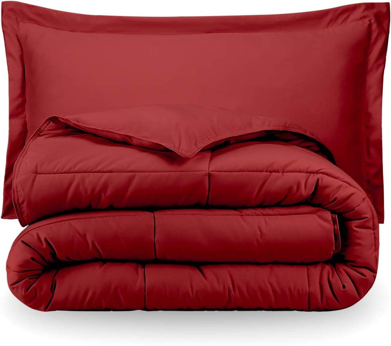 Crimson Red Twin Extra Long down Alternative Comforter Set by Ivy Union
