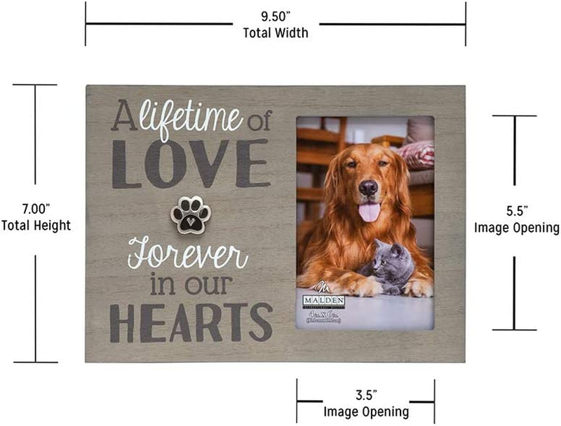 Malden Int Designs 4X6 Pet Sentiment Picture Frame a Lifetime of Love Forever in Our Hearts MDF Wood Brown Home & Garden > Decor > Picture Frames Malden   