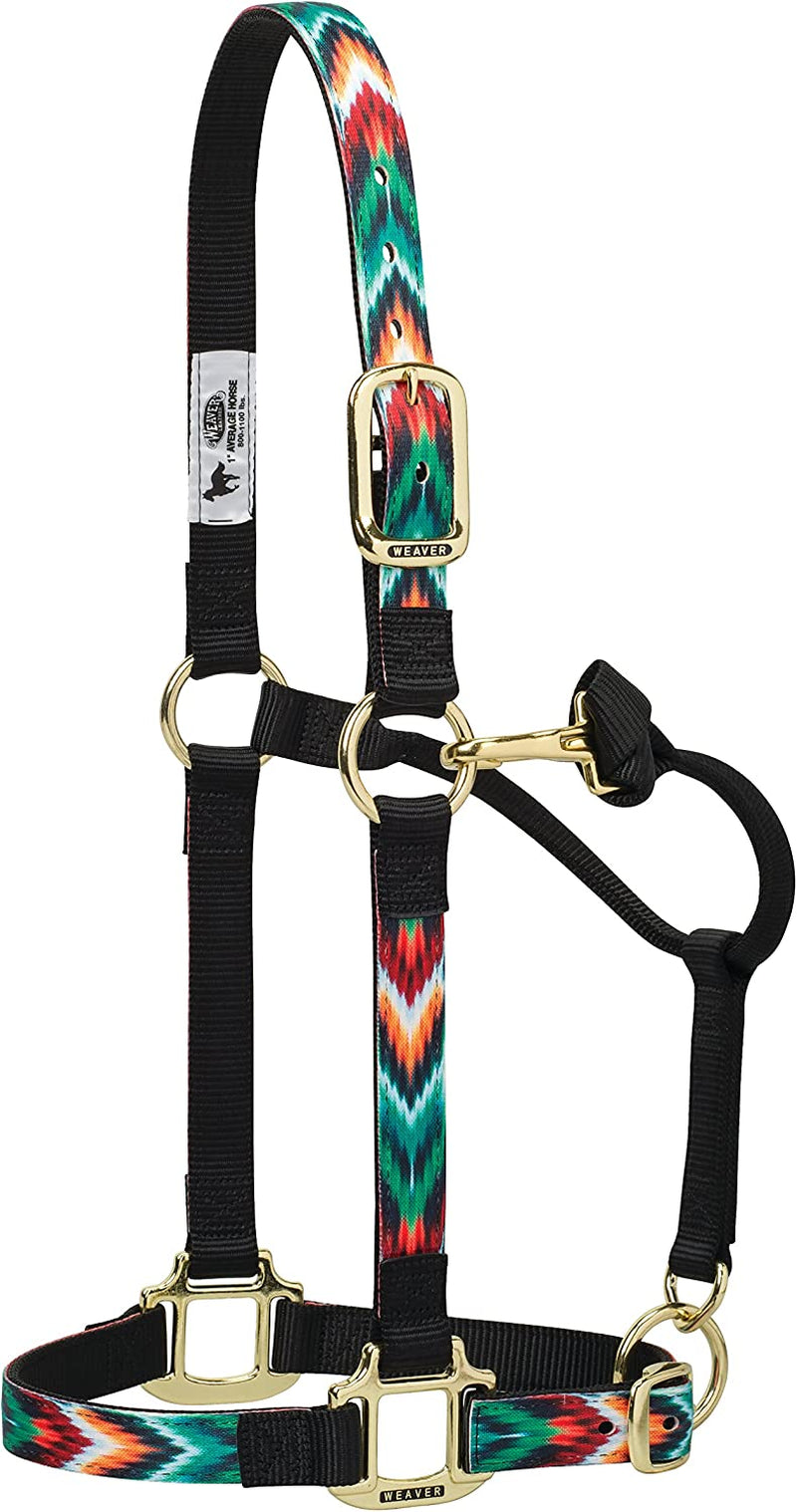 Weaver Leather Adjustable Patterned Nylon Horse Halter Sporting Goods > Outdoor Recreation > Fishing > Fishing Rods Weaver Leather, LLC Black/Multi Chevron Small Horse 