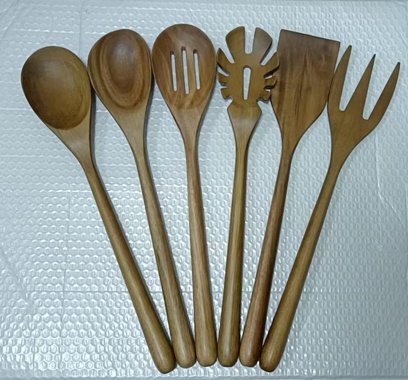 Exquisite Wooden Cooking Utensils for Kitchen, Set of 5, 12 Inch Acacia Wood Kitchenware Tool Set, Cooking Gadgets Includes Spoon, Spoon Spatula, Spaghetti Spoon, Slotted Spoon, Shovel Home & Garden > Kitchen & Dining > Kitchen Tools & Utensils Decent Vrvege Giant Utensils Set of 6  