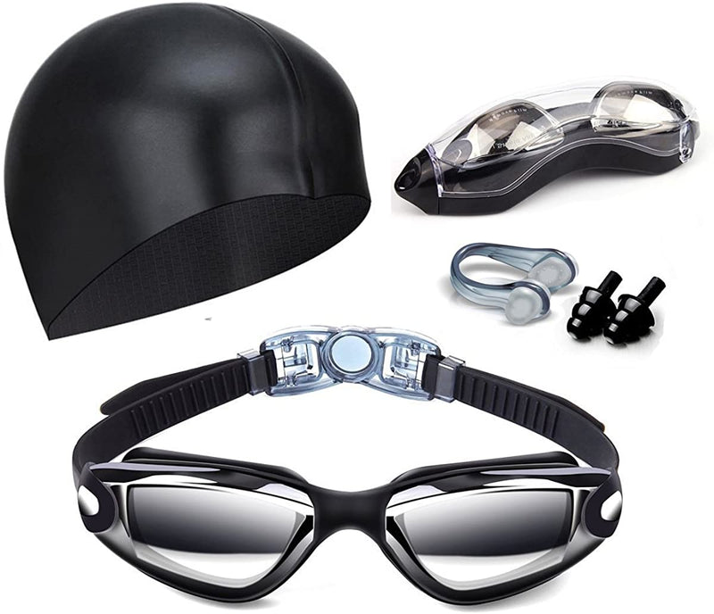Swim Goggles Swimming Goggles No Leaking with Nose Clip, Earplugs and Case Sporting Goods > Outdoor Recreation > Boating & Water Sports > Swimming > Swim Goggles & Masks Hurdilen Black  