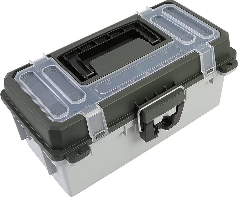 Sheffield 12670 13" Tackle Box, Green & Gray Fishing Tackle Box, Fishing Box or Art Box to Store Craft Supplies, Plastic Tool Box with Handle Sporting Goods > Outdoor Recreation > Fishing > Fishing Tackle Sheffield   