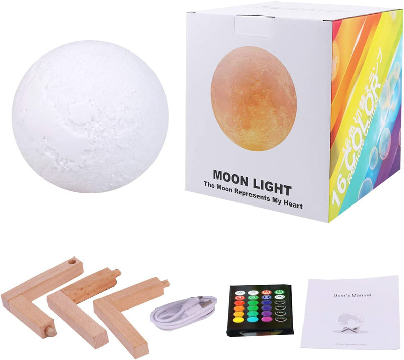 DTOETKD Moon Lamp, 16 Colors 3D Printed Moon Lights Kids Night Light with Stand, Time Setting, Remote & Touch Control, USB Rechargeable, Birthday Gifts for Boys Girls Friends Lover Home & Garden > Lighting > Night Lights & Ambient Lighting DTOETKD   
