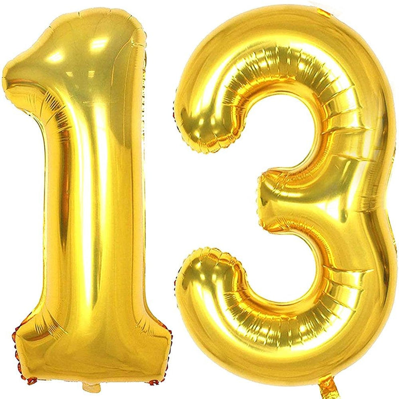 40Inch Gold 13 Number Balloons Giant Jumbo Number 13 Foil Mylar Balloons for 13Th Birthday Party Supplies 13 Anniversary Events Decorations Arts & Entertainment > Party & Celebration > Party Supplies Jonhamwelbor   