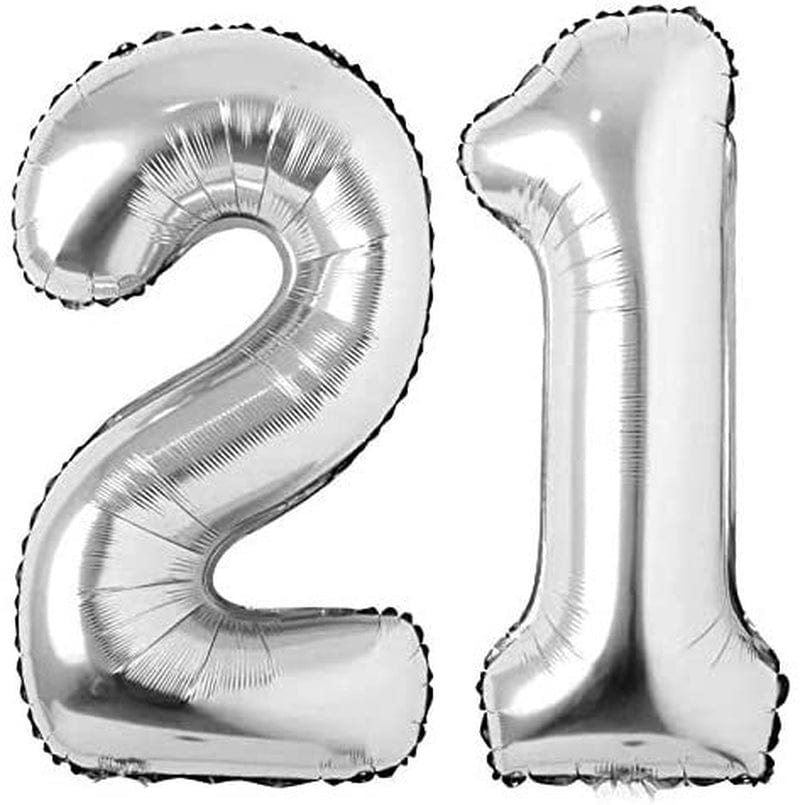 40Inch Silver 21 Number Balloons Giant Jumbo Number 21 Foil Mylar Balloons for 12Th or 21St Birthday Party Supplies 12 or 21 Anniversary Events Decorations Arts & Entertainment > Party & Celebration > Party Supplies Jonhamwelbor   