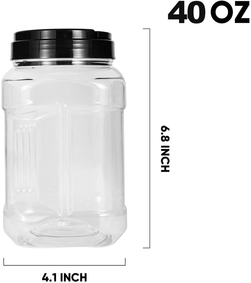40oz Plastic Jars With Lids, Accguan Airtight Container for Food Storage