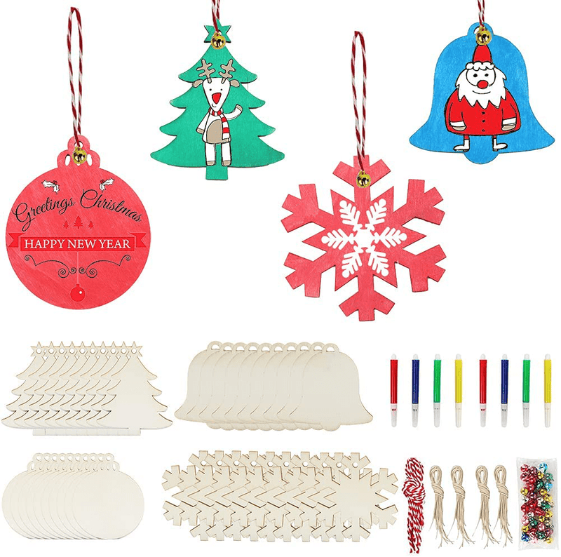 40Pcs DIY Christmas Ornaments Craft for Kids Unfinished Wooden Slices with Hole for Christmas Hanging Decorations Wood Christmas Slices for Kids to Paint Home & Garden > Decor > Seasonal & Holiday Decorations& Garden > Decor > Seasonal & Holiday Decorations COMILY   