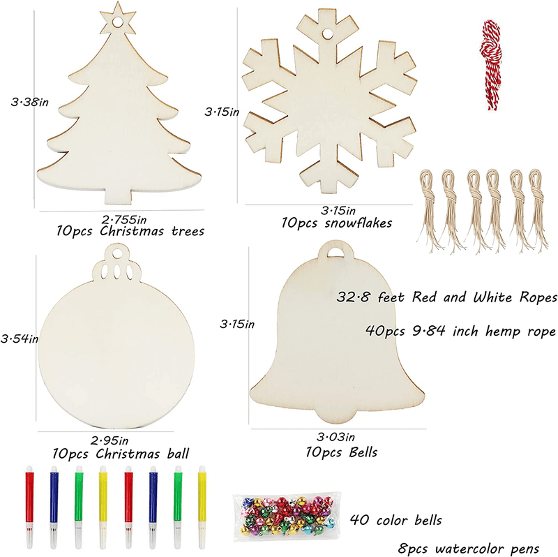40Pcs DIY Christmas Ornaments Craft for Kids Unfinished Wooden Slices with Hole for Christmas Hanging Decorations Wood Christmas Slices for Kids to Paint Home & Garden > Decor > Seasonal & Holiday Decorations& Garden > Decor > Seasonal & Holiday Decorations COMILY   