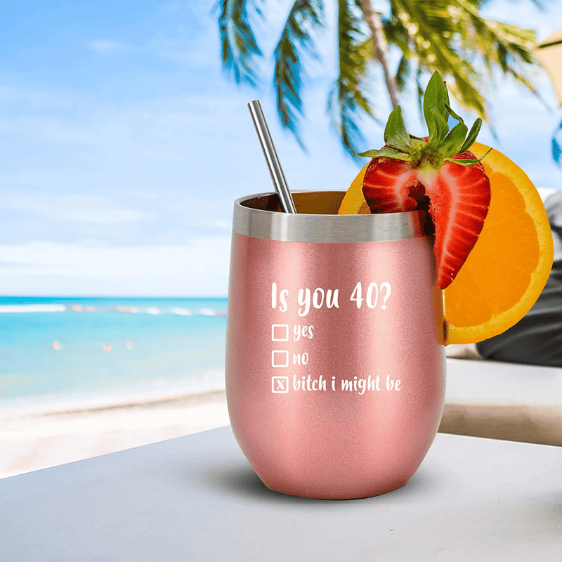 40th Birthday Gifts For Women - 1981 40th Birthday Decorations For Women - Gifts For Women Turning 40 - 40 Year Old Birthday Gifts For Mom, Wife, Sisters - Wine Tumbler