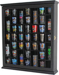 41 Shot Glass Display Case Holder Bar Collection Cabinet Wall Rack Shadow Box with Glass Door Black Home & Garden > Kitchen & Dining > Barware DisplayGifts Black Finish  