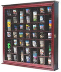 41 Shot Glass Display Case Holder Bar Collection Cabinet Wall Rack Shadow Box with Glass Door Black
