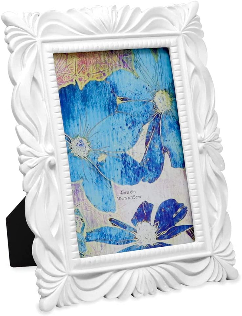 Isaac Jacobs 4X4 Navy Wave Textured Hand-Crafted Resin Picture Frame with Easel & Hook for Tabletop & Wall Display, Decorative Swirl Design Home Décor, Photo Gallery, Art, More (4X4, Navy) Home & Garden > Decor > Picture Frames Isaac Jacobs International White 4x6 