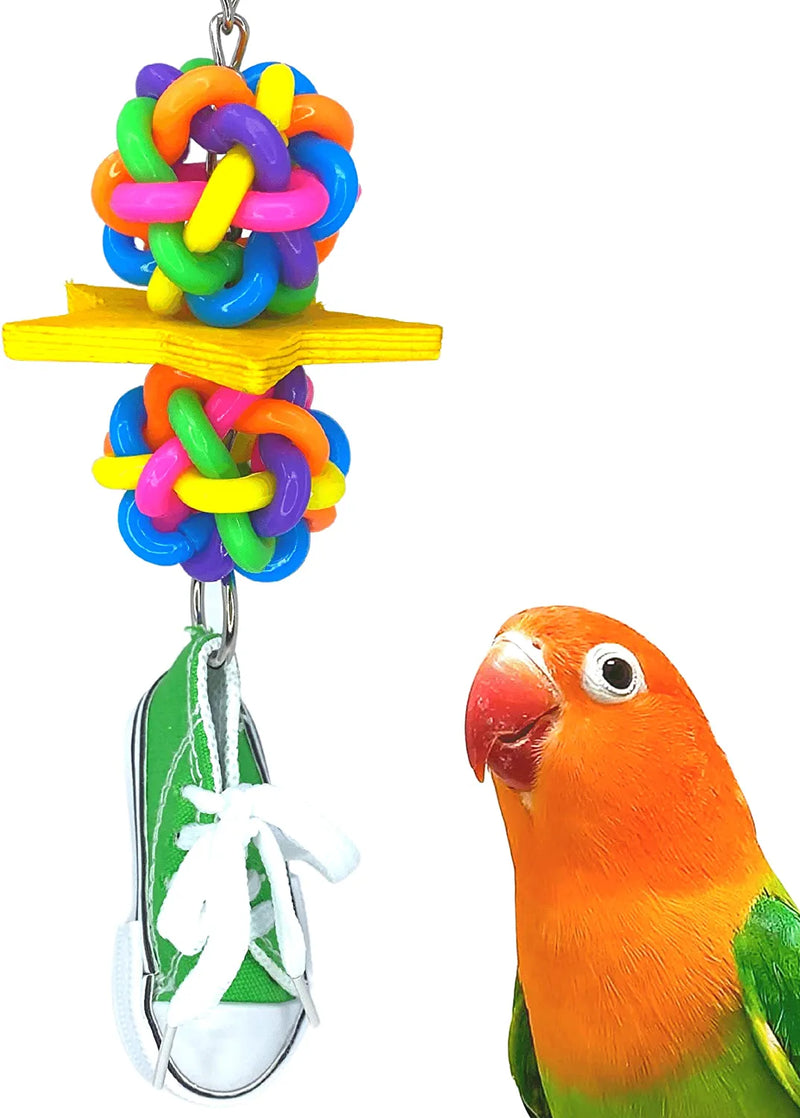 Bonka Bird Toys 1356 Star Sneaker Rubber Chew Wood Cotton Parrot Quaker Parrotlet Budgie Cockatiel Animals & Pet Supplies > Pet Supplies > Bird Supplies > Bird Toys Bonka Bird Toys   