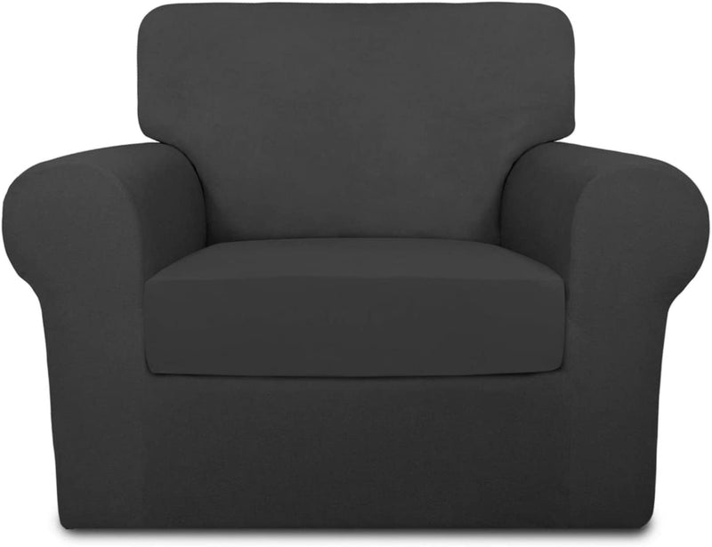 Purefit 4 Pieces Super Stretch Chair Couch Cover for 3 Cushion Slipcover – Spandex Non Slip Soft Sofa Cover for Kids, Pets, Washable Furniture Protector (Sofa, Brown) Home & Garden > Decor > Chair & Sofa Cushions PureFit Dark Gray Small 