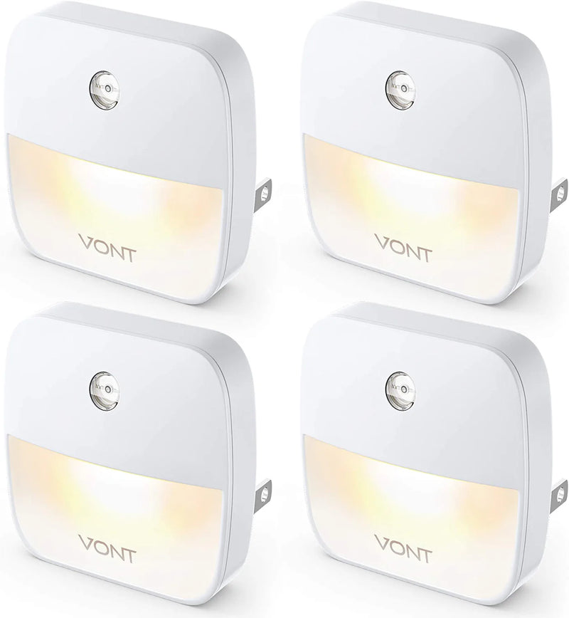 Vont 'Aura' LED Night Light (Plug-In) Super Smart Dusk to Dawn Sensor, Auto Night Lights Suitable for Bedroom, Bathroom, Toilet, Stairs, Kitchen, Hallway, Kids, Adults, Compact Nightlight (4 Pack) Home & Garden > Lighting > Night Lights & Ambient Lighting Vont   