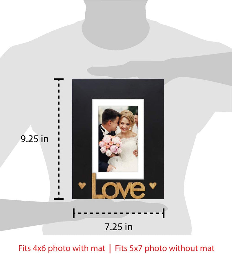 Isaac Jacobs Black Wood Sentiments “Love” Picture Frame, 5X7 Inch with Mat, Photo Gift for Loved Ones, Family, Display on Tabletop, Desk (Black, 5X7 (Matted 4X6)) Home & Garden > Decor > Picture Frames Isaac Jacobs International   