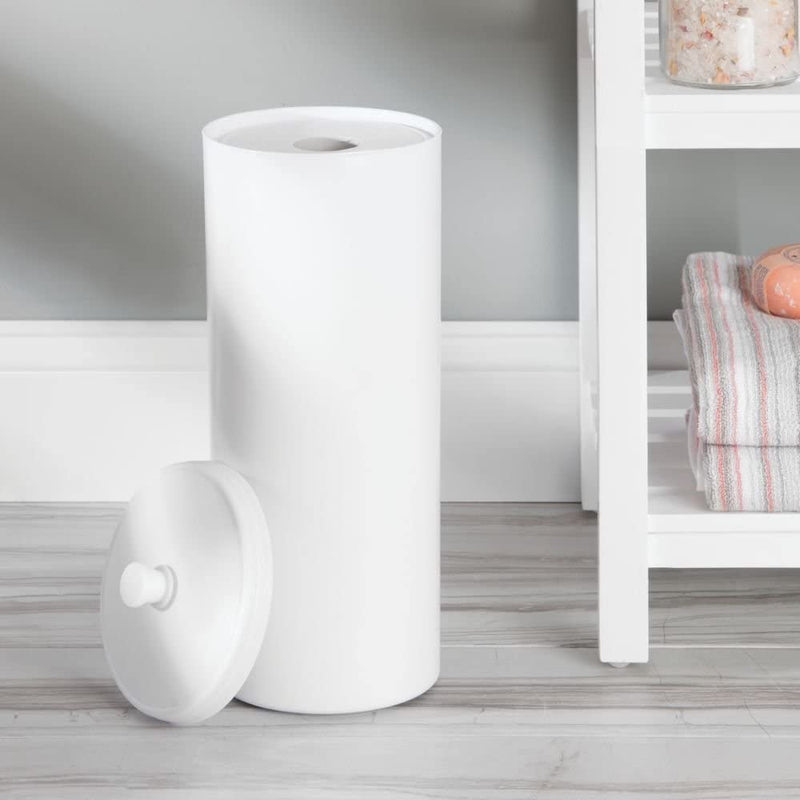 Idesign Kent Plastic Toilet Paper Tissue Roll Reserve Canister, Free-Standing Organizer for Master, Guest, Kid'S, Office Bathroom or Closet, 6.25" X 6.25" X 15.5" - White Home & Garden > Household Supplies > Storage & Organization iDesign   