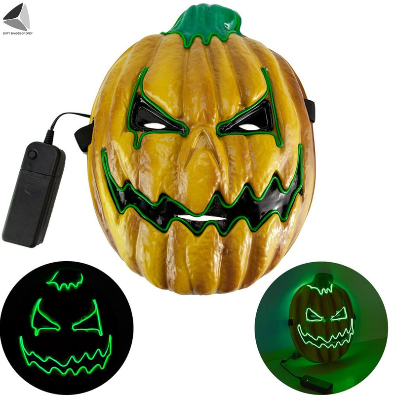 Sixtyshades Halloween LED Pumpkin Mask EL Wire Cosplay Mask Scary Lighting up Mask for Halloween Costume Party Masquerade Carnival