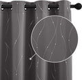 Stangh Set of 2 Printed Blackout Thermal Insulated Curtains for Kitchen, Grommet Foil Print Window Drapes with Silver Wave Line and Dots Design for Cafe Home Office, W52 X L45 Inch, Black, 2 Pieces Home & Garden > Decor > Window Treatments > Curtains & Drapes StangH Grey W52" x L95" 