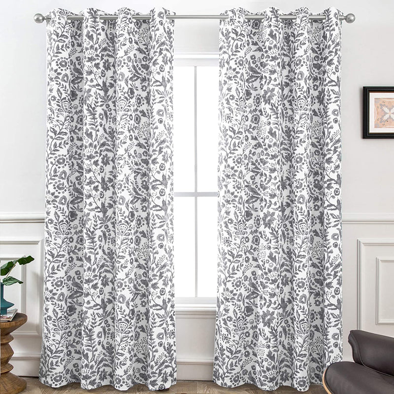 Driftaway Julia Watercolor Blackout Room Darkening Grommet Lined Thermal Insulated Energy Saving Window Curtains 2 Layers 2 Panels Each Size 52 Inch by 84 Inch Blush Home & Garden > Decor > Window Treatments > Curtains & Drapes DriftAway Grey 52'' x 96'' 