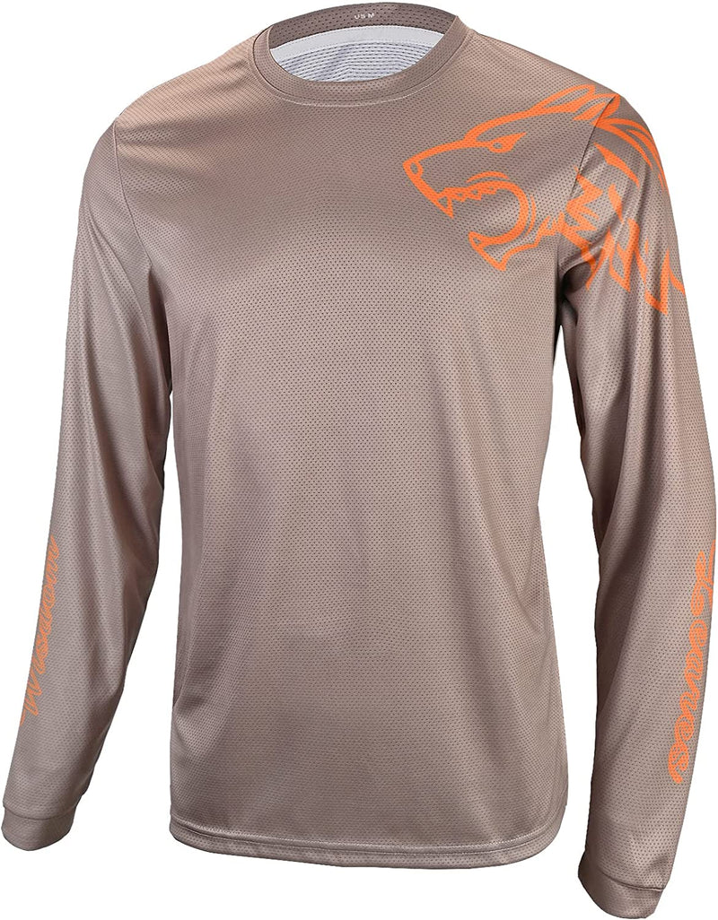 Men'S Mountain Bike Shirts Long Sleeve MTB Off-Road Motocross Jersey Quick Dry&Moisture-Wicking Sporting Goods > Outdoor Recreation > Cycling > Cycling Apparel & Accessories Wisdom Leaves Khaki Medium 