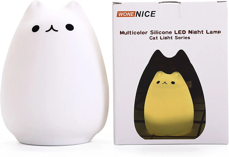 Wonenice Portable Cute Kitty Silicone Night Lamp,Usb Rechargeable Children Night Light with Warm White & 7-Color Breathing Modes, Touch Sensor Control, Christmas Gifts for Kids Toddler Baby Home & Garden > Lighting > Night Lights & Ambient Lighting WoneNice   