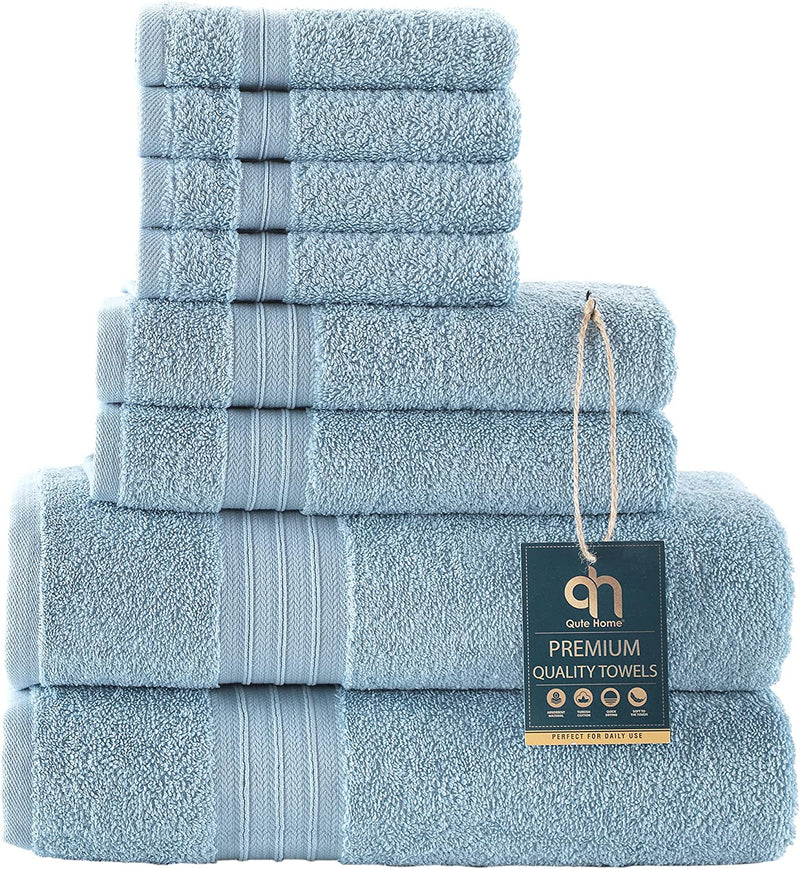 Qute Home 4-Piece Washcloths, Bosporus Collection 100% Turkish Cotton Premium Quality Towels for Bathroom, Quick Dry Soft and Absorbent Turkish Towel, Set Includes 4 Wash Cloths (Coral Red) Home & Garden > Linens & Bedding > Towels Qute Home Sky Blue 8 Piece Towel Set 