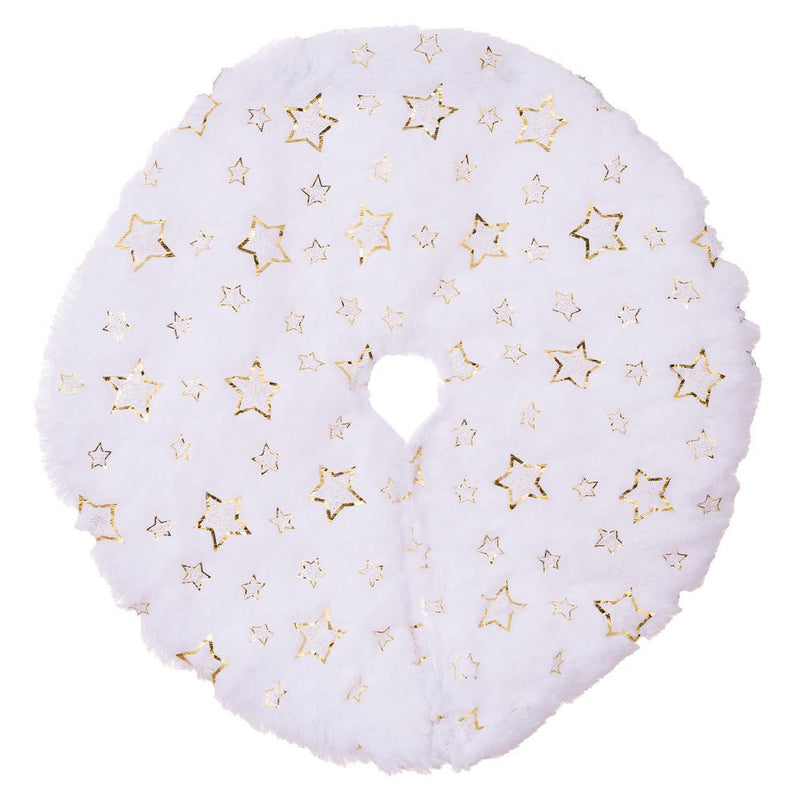 Christmas Tree Skirt 15 Inch Small Faux Fur Gold Snowflake Tree Skirt for Holiday Christmas Party Home Decorations for Small Tabletop Home & Garden > Decor > Seasonal & Holiday Decorations > Christmas Tree Skirts YUANOU Golden pentagram  