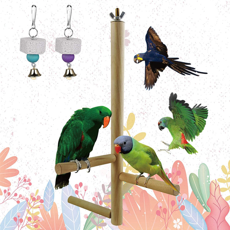 Zacro Bird Perch Stand Toy, Bird Perch Stick Nature Wood Stand Toy Branch with Two Bird Toys for Parakeets Cockatiels, Conures, Macaws, Parrots, Love Birds, Animals & Pet Supplies > Pet Supplies > Bird Supplies Zacro   